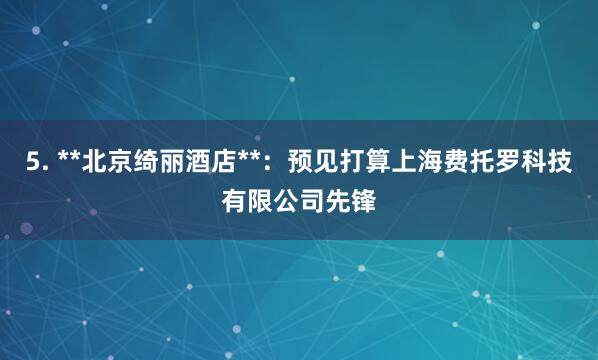 5. **北京绮丽酒店**：预见打算上海费托罗科技有限公司先锋